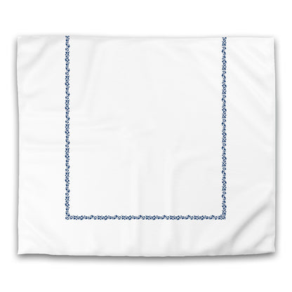 Off-white Cotton Sateen Duvet Cover, Royal Blue Hand-painted Dab Motif Print, Classic Border | CSDU-1291-091