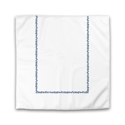 Off-white Cotton Sateen Duvet Cover, Royal Blue Hand-painted Dab Motif Print, Classic Border | CSDU-1291-091