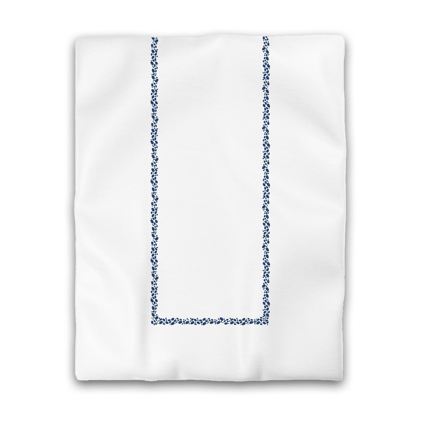 Off-white Cotton Sateen Duvet Cover, Royal Blue Hand-painted Dab Motif Print, Classic Border | CSDU-1291-091