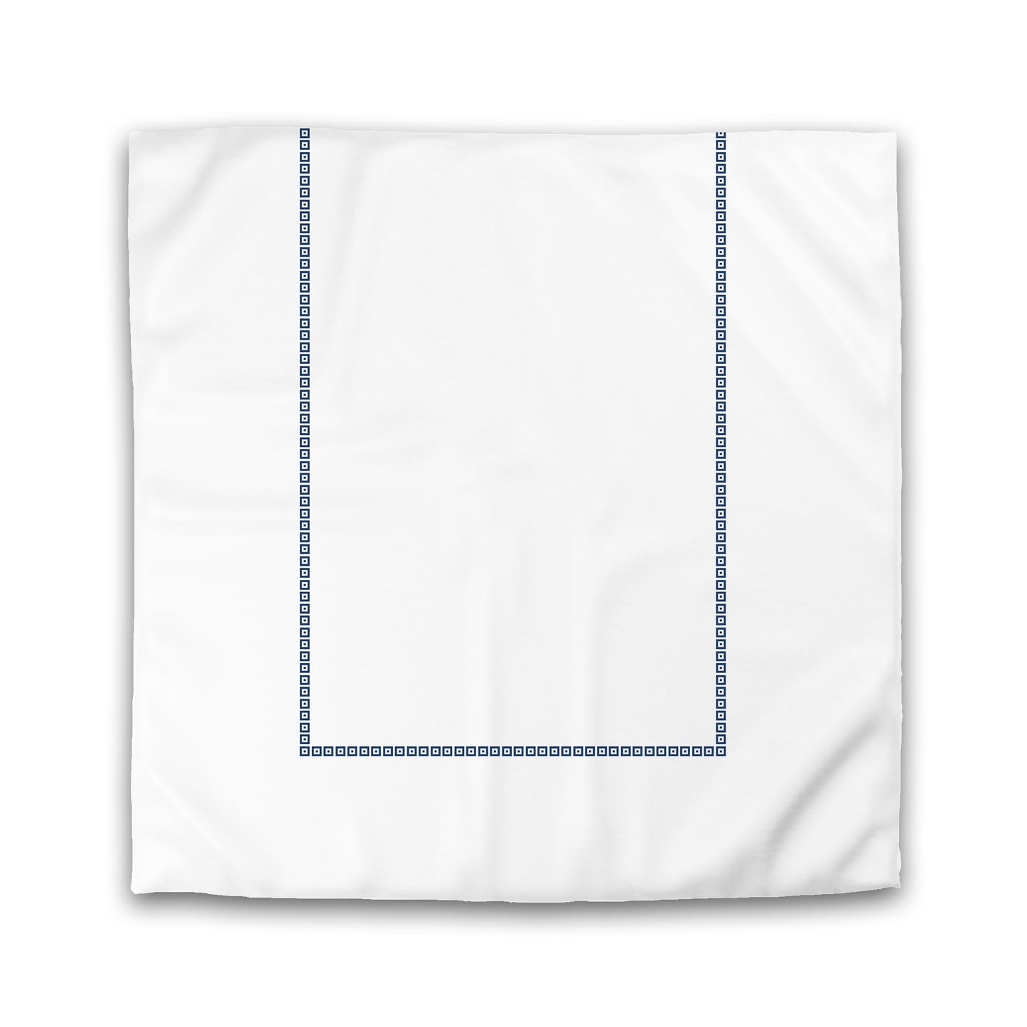 Off-white Cotton Sateen Duvet Cover, Royal Blue Repeating Square Motif Print, Classic Border | CSDU-1291-121