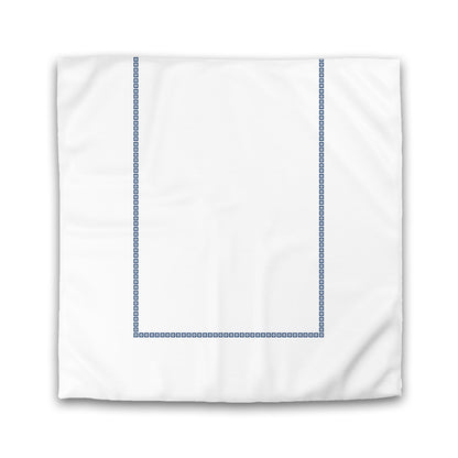 Off-white Cotton Sateen Duvet Cover, Royal Blue Repeating Square Motif Print, Classic Border | CSDU-1291-121