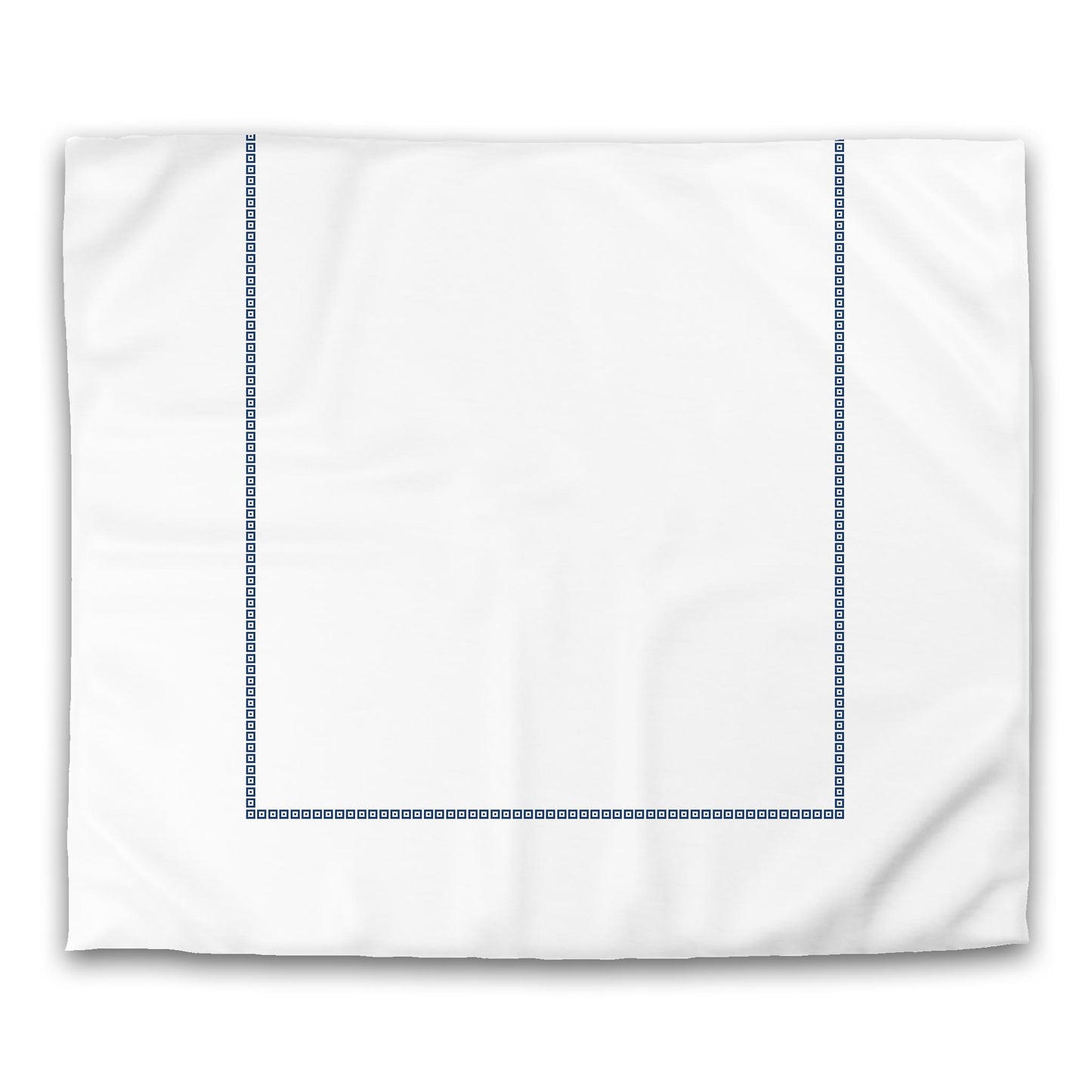 Off-white Cotton Sateen Duvet Cover, Royal Blue Repeating Square Motif Print, Classic Border | CSDU-1291-121