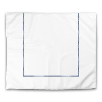 Off-white Cotton Sateen Duvet Cover, Royal Blue Repeating Square Motif Print, Classic Border | CSDU-1291-121