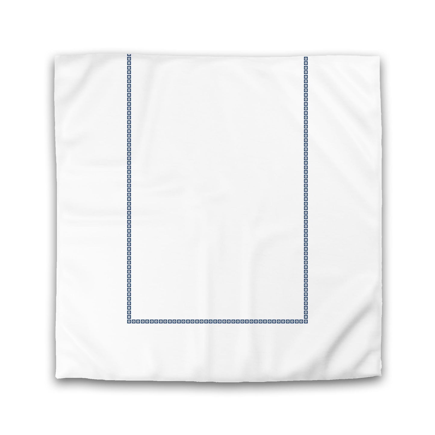 Off-white Cotton Sateen Duvet Cover, Royal Blue Repeating Square Motif Print, Classic Border | CSDU-1291-121