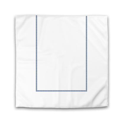 Off-white Cotton Sateen Duvet Cover, Royal Blue Repeating Square Motif Print, Classic Border | CSDU-1291-121