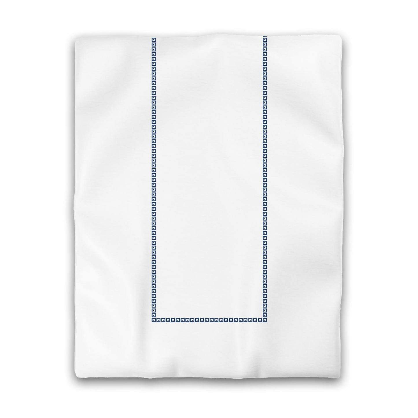 Off-white Cotton Sateen Duvet Cover, Royal Blue Repeating Square Motif Print, Classic Border | CSDU-1291-121