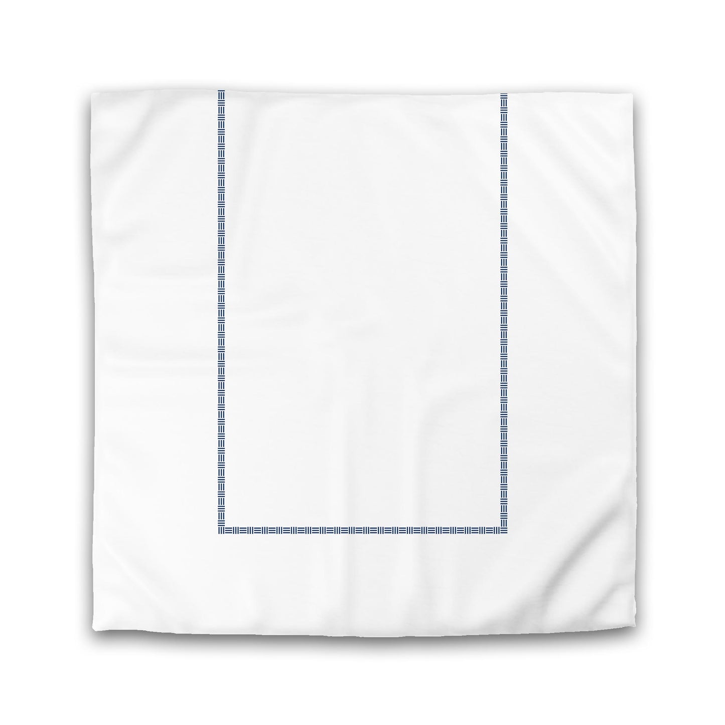 Off-white Cotton Sateen Duvet Cover, Royal Blue Single Weave Motif Print, Classic Border | CSDU-1291-141