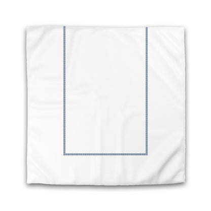 Off-white Cotton Sateen Duvet Cover, Royal Blue Single Weave Motif Print, Classic Border | CSDU-1291-141