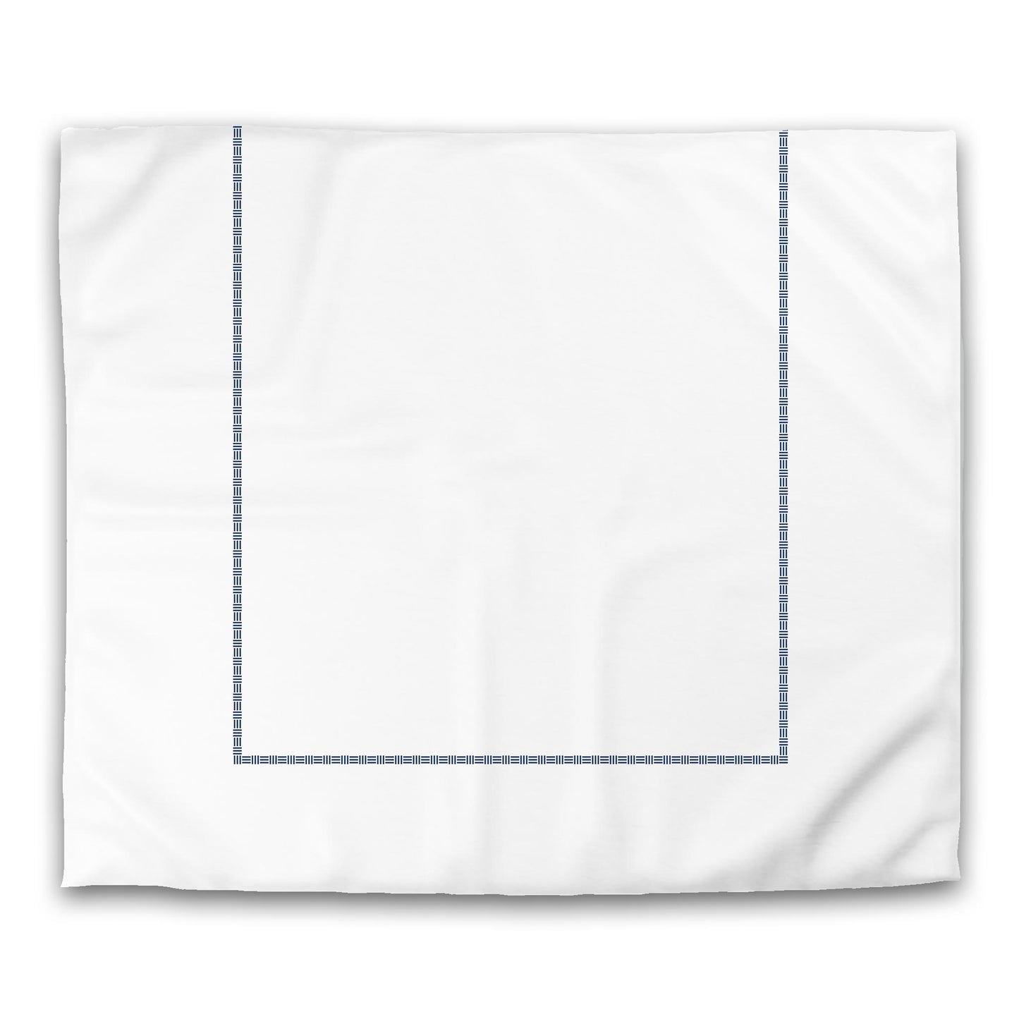 Off-white Cotton Sateen Duvet Cover, Royal Blue Single Weave Motif Print, Classic Border | CSDU-1291-141