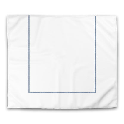 Off-white Cotton Sateen Duvet Cover, Royal Blue Single Weave Motif Print, Classic Border | CSDU-1291-141