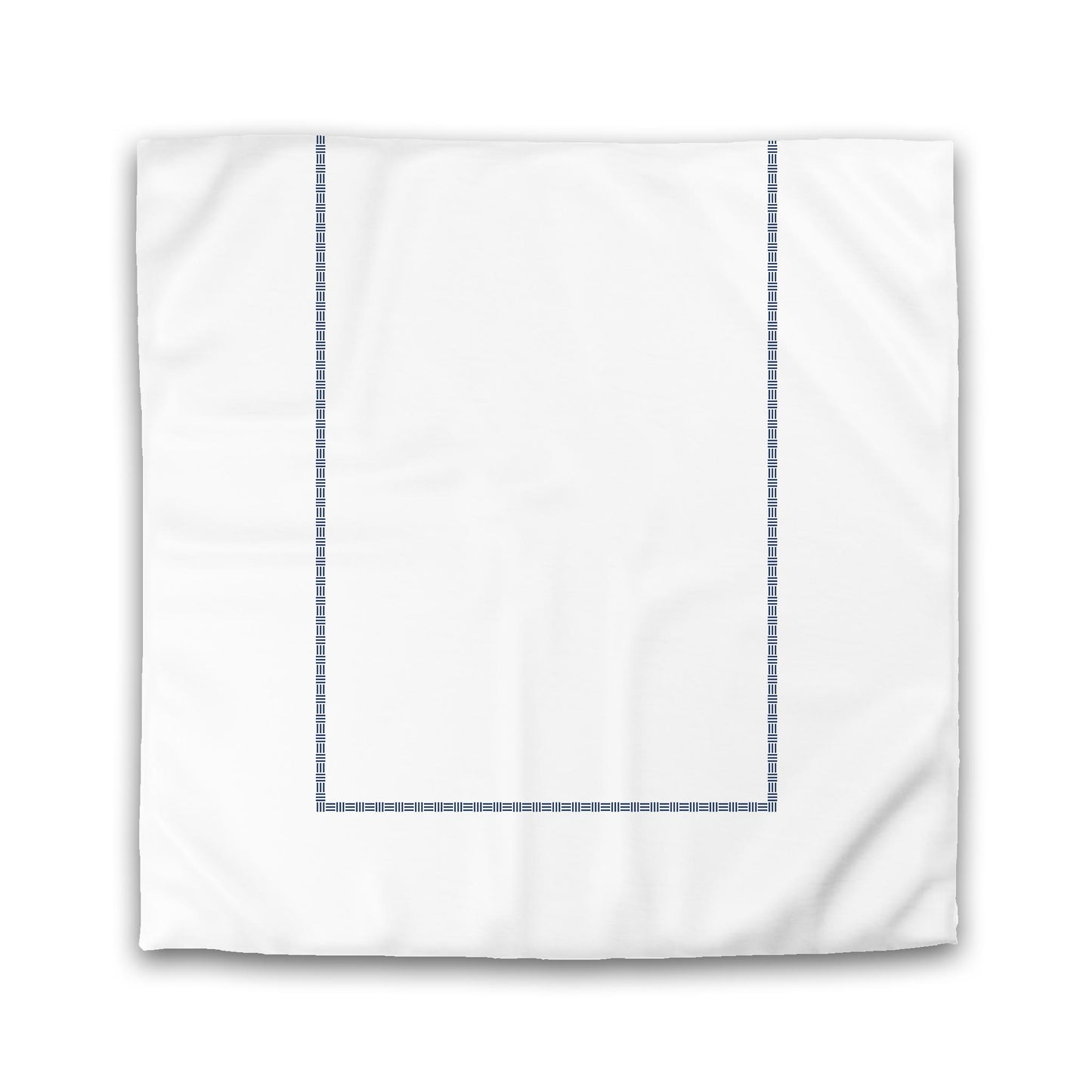 Off-white Cotton Sateen Duvet Cover, Royal Blue Single Weave Motif Print, Classic Border | CSDU-1291-141