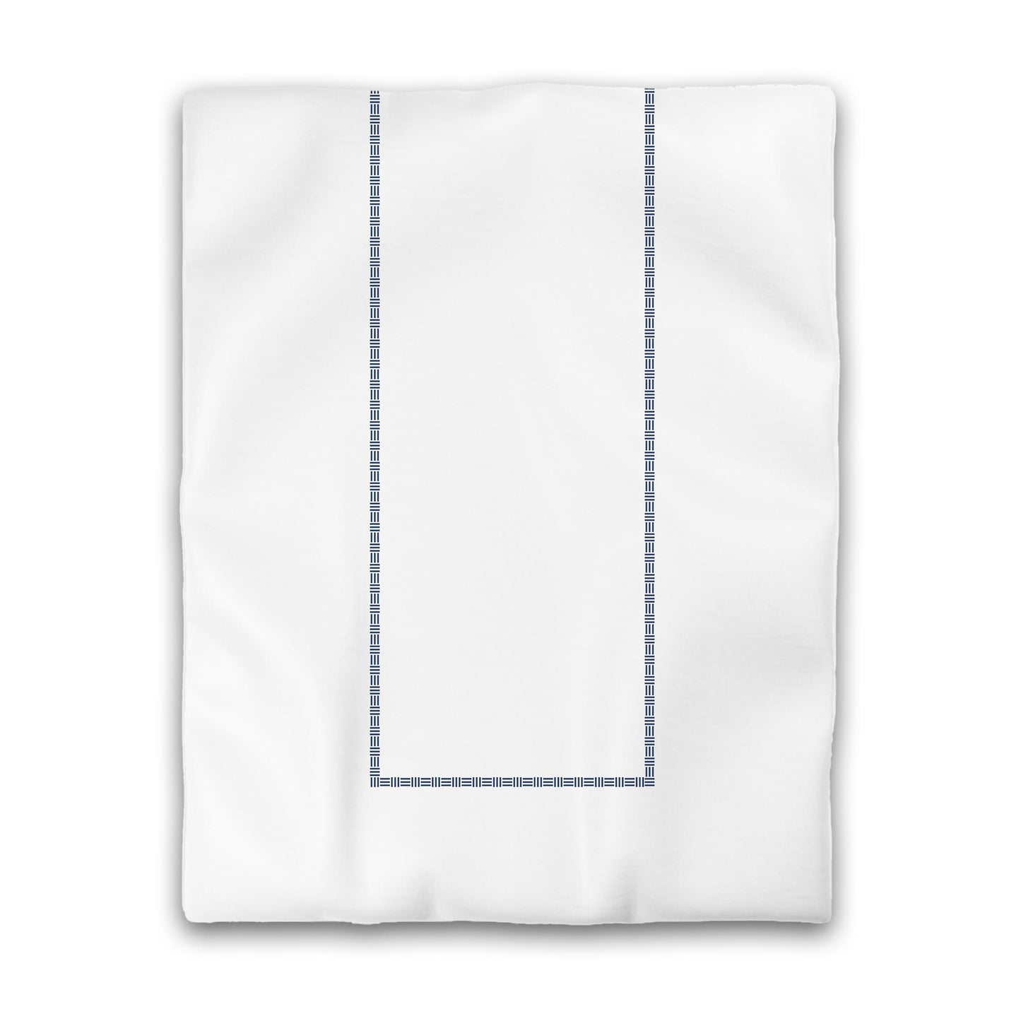 Off-white Cotton Sateen Duvet Cover, Royal Blue Single Weave Motif Print, Classic Border | CSDU-1291-141