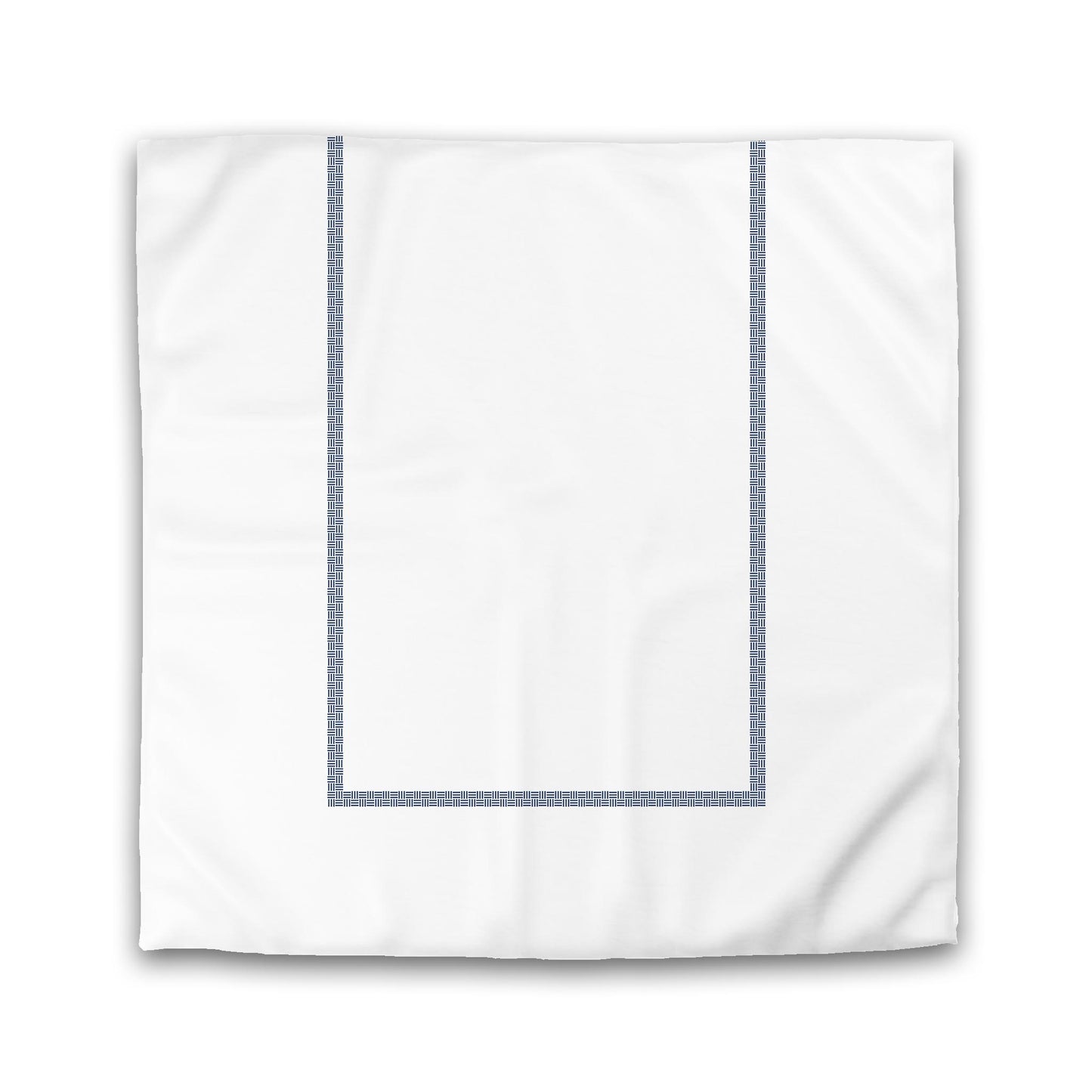 Off-white Cotton Sateen Duvet Cover, Royal Blue Double Weave Motif Print, Classic Border | CSDU-1291-143