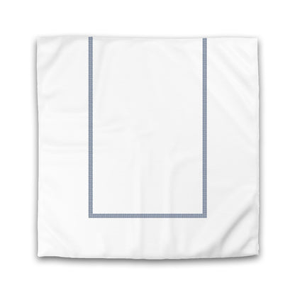 Off-white Cotton Sateen Duvet Cover, Royal Blue Double Weave Motif Print, Classic Border | CSDU-1291-143