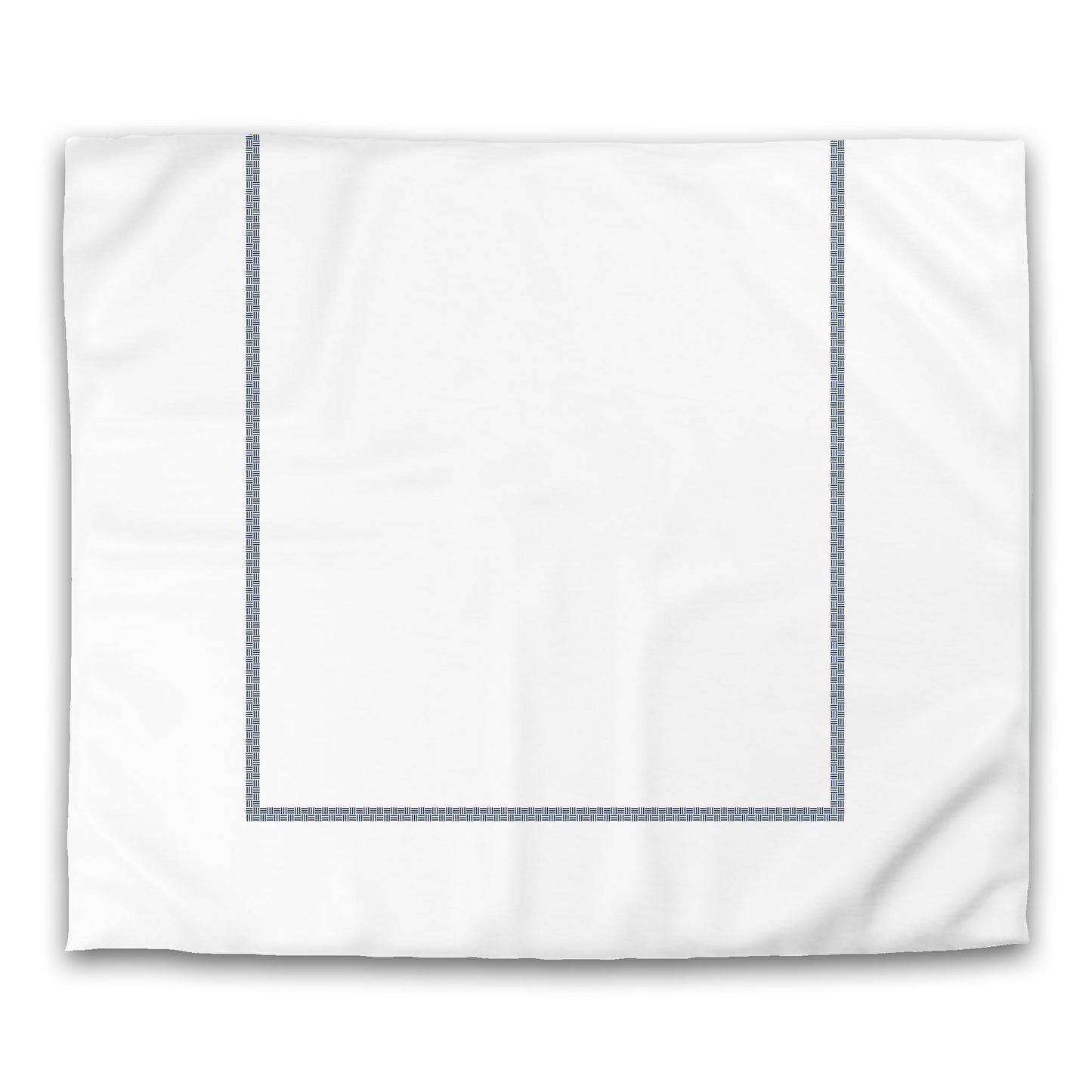 Off-white Cotton Sateen Duvet Cover, Royal Blue Double Weave Motif Print, Classic Border | CSDU-1291-143