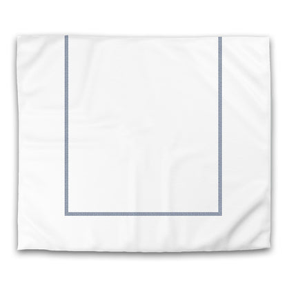 Off-white Cotton Sateen Duvet Cover, Royal Blue Double Weave Motif Print, Classic Border | CSDU-1291-143