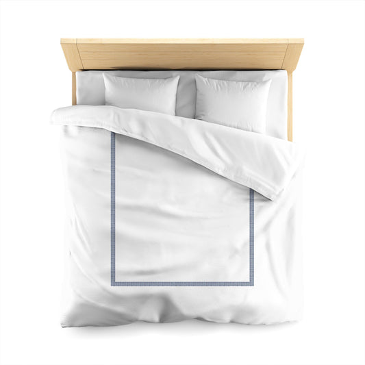 Off-white Cotton Sateen Duvet Cover, Royal Blue Double Weave Motif Print, Classic Border | CSDU-1291-143, Queen Size