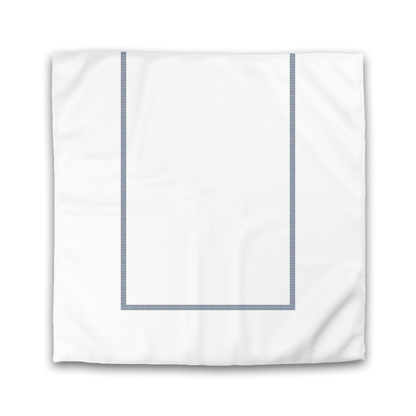 Off-white Cotton Sateen Duvet Cover, Royal Blue Double Weave Motif Print, Classic Border | CSDU-1291-143