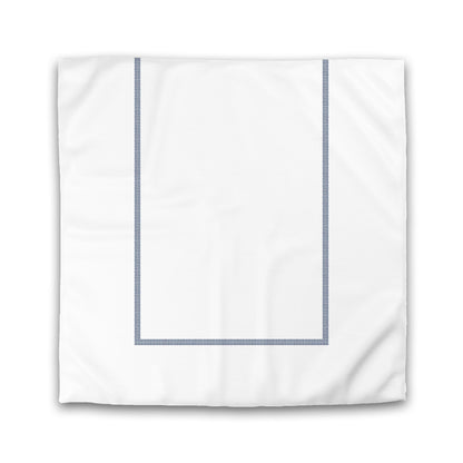 Off-white Cotton Sateen Duvet Cover, Royal Blue Double Weave Motif Print, Classic Border | CSDU-1291-143