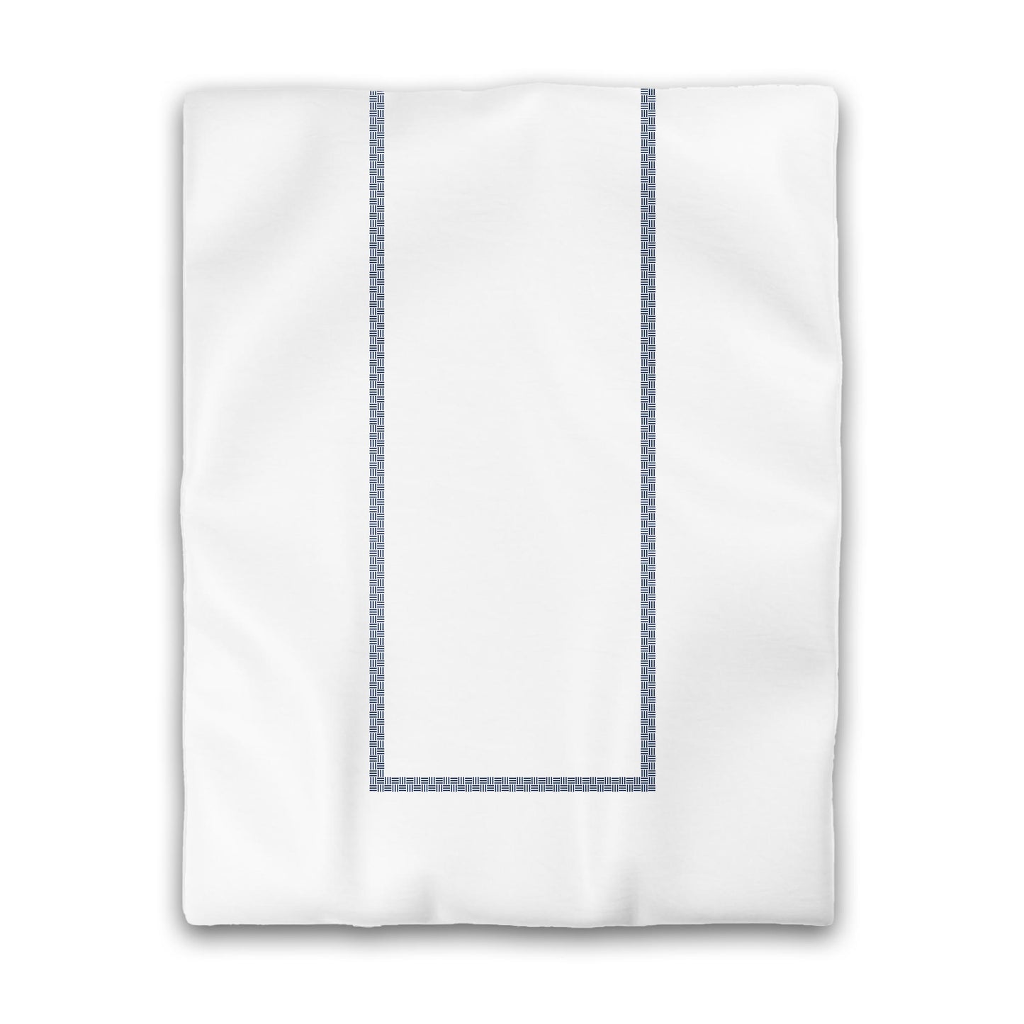 Off-white Cotton Sateen Duvet Cover, Royal Blue Double Weave Motif Print, Classic Border | CSDU-1291-143