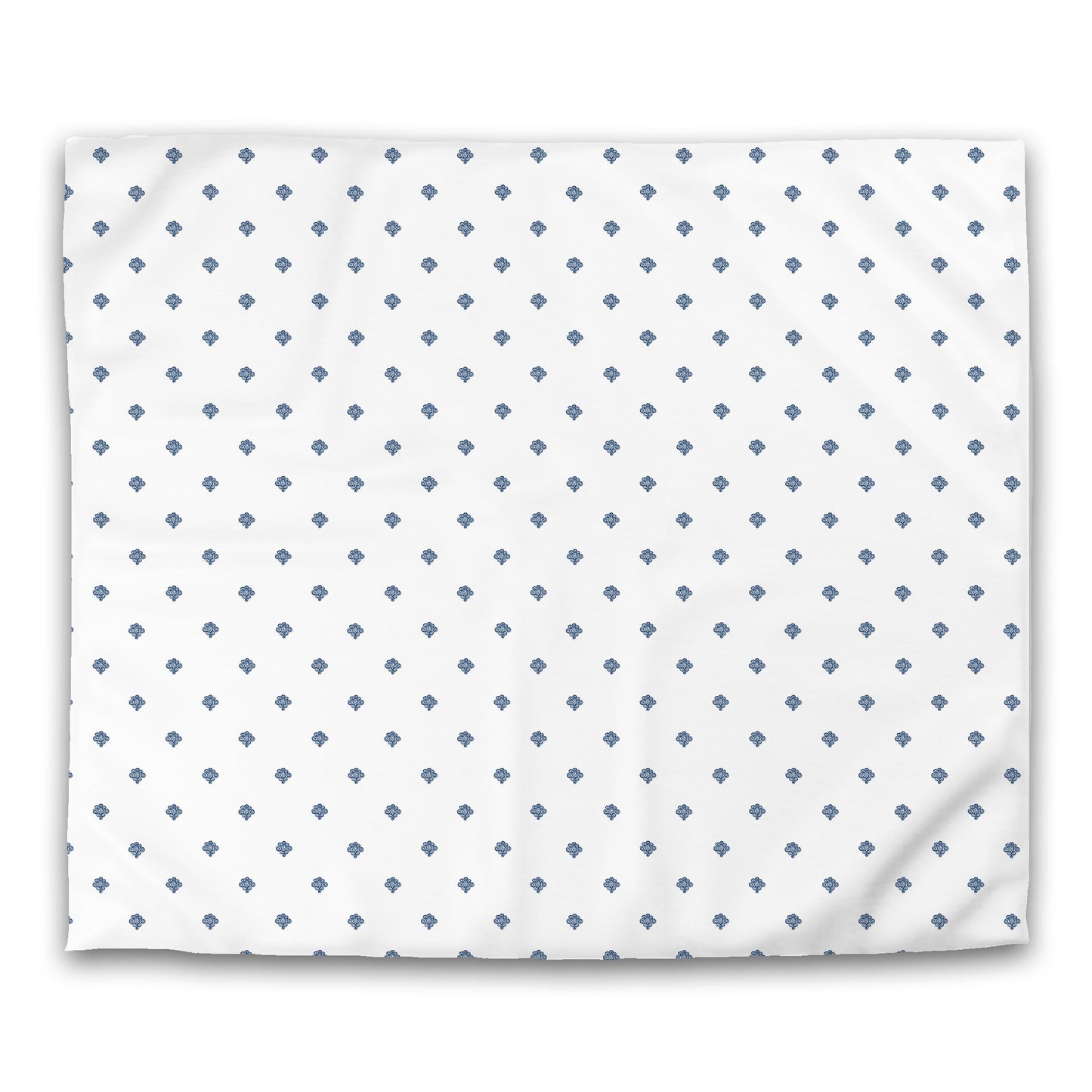 Off-white Cotton Sateen Duvet Cover, Royal Blue Hand-painted Swizzle Motif Print | CSDU-1291-171