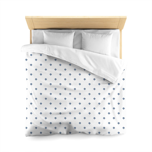Off-white Cotton Sateen Duvet Cover, Royal Blue Hand-painted Swizzle Motif Print | CSDU-1291-171, Queen Size