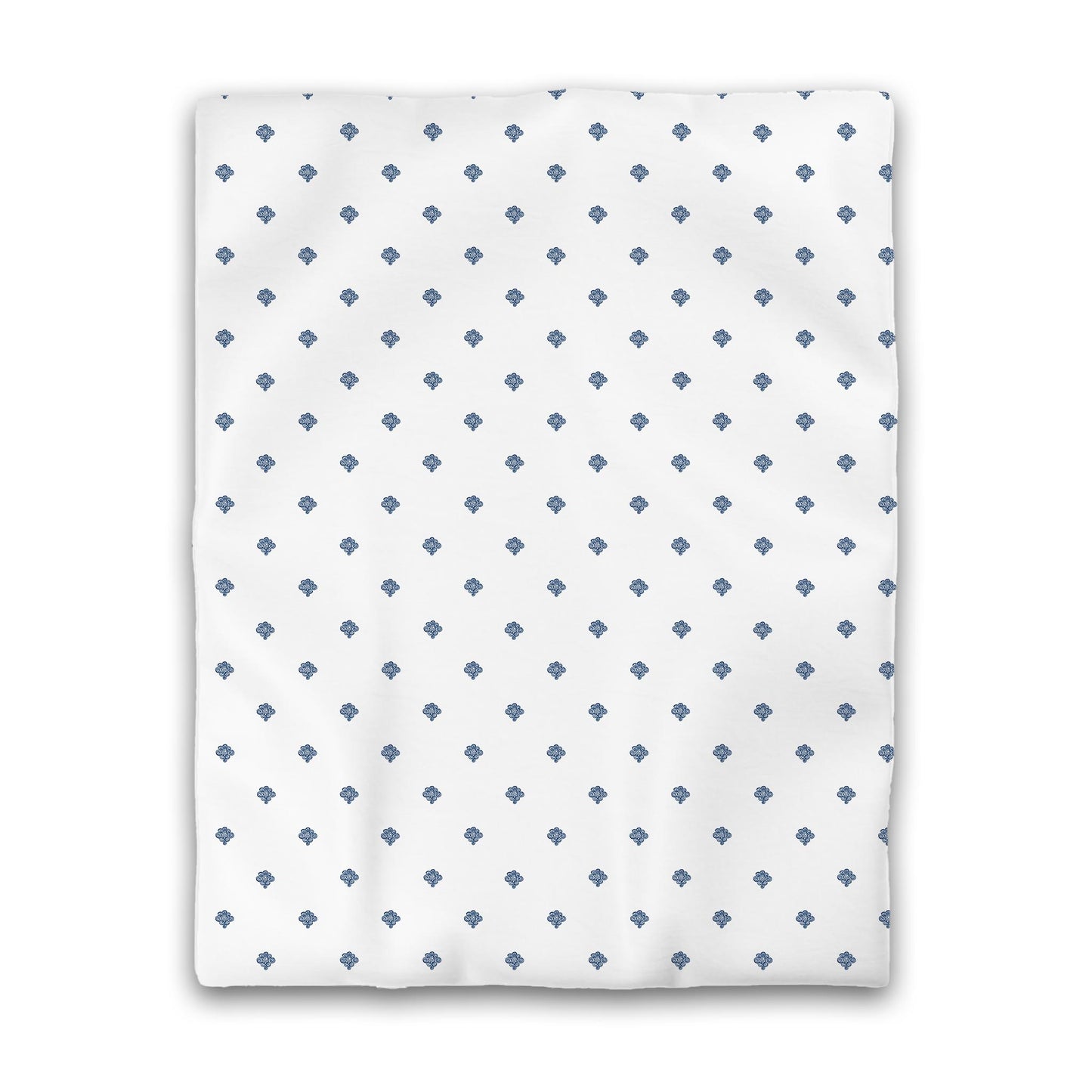 Off-white Cotton Sateen Duvet Cover, Royal Blue Hand-painted Swizzle Motif Print | CSDU-1291-171