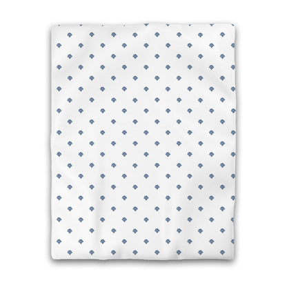 Off-white Cotton Sateen Duvet Cover, Royal Blue Hand-painted Swizzle Motif Print | CSDU-1291-171