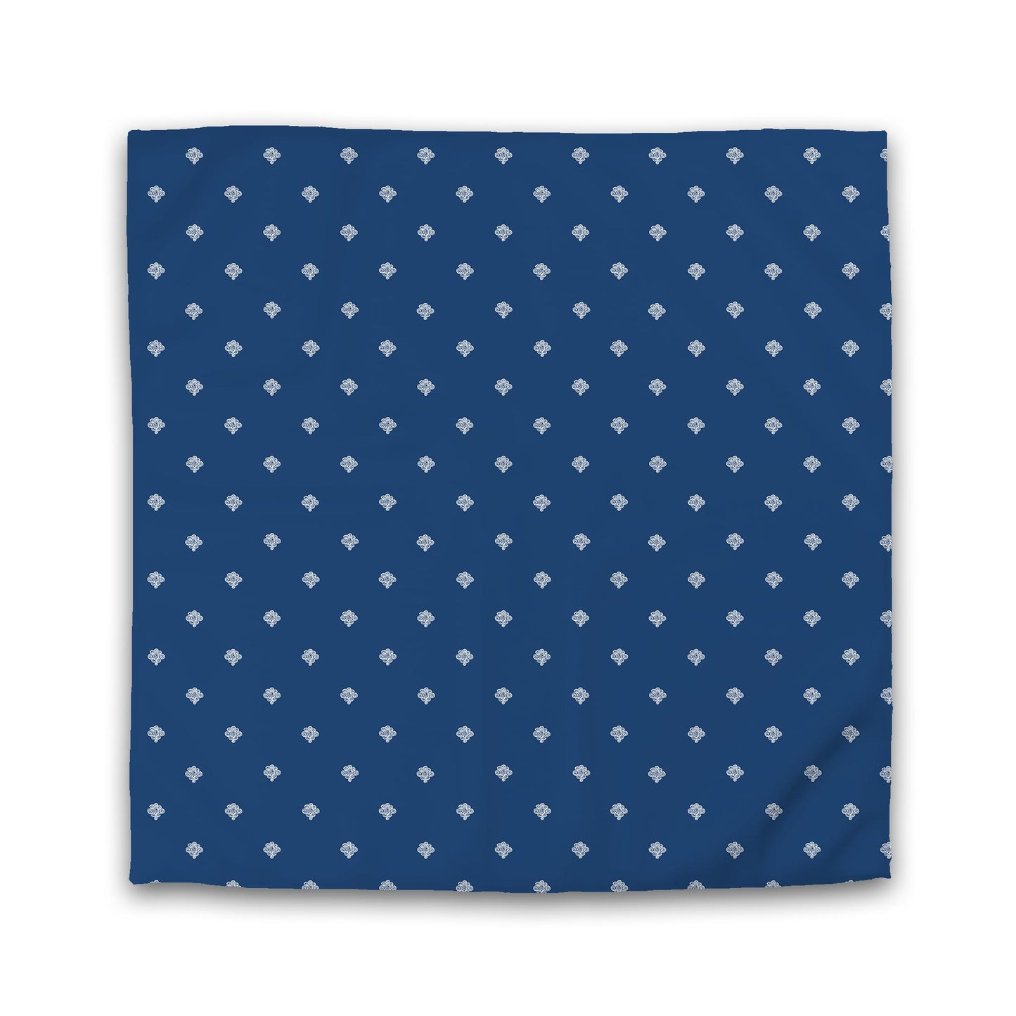 Royal Blue Cotton Sateen Duvet Cover, Off-white Hand-painted Swizzle Motif Print | CSDU-1291-172