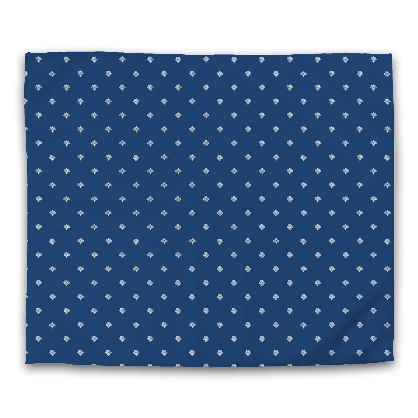 Royal Blue Cotton Sateen Duvet Cover, Off-white Hand-painted Swizzle Motif Print | CSDU-1291-172