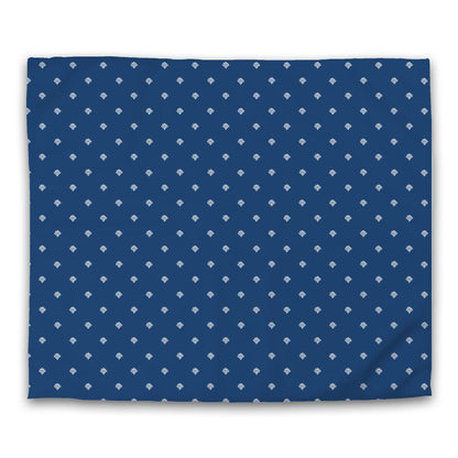 Royal Blue Cotton Sateen Duvet Cover, Off-white Hand-painted Swizzle Motif Print | CSDU-1291-172