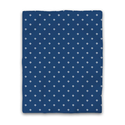 Royal Blue Cotton Sateen Duvet Cover, Off-white Hand-painted Swizzle Motif Print | CSDU-1291-172