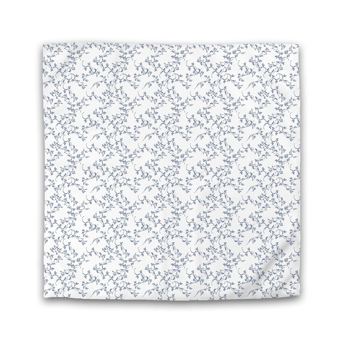 Off-white Cotton Sateen Duvet Cover, Royal Blue Hand-painted Vine Print | CSDU-1291-181