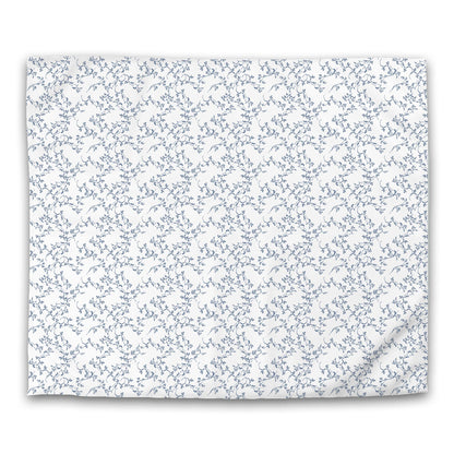 Off-white Cotton Sateen Duvet Cover, Royal Blue Hand-painted Vine Print | CSDU-1291-181