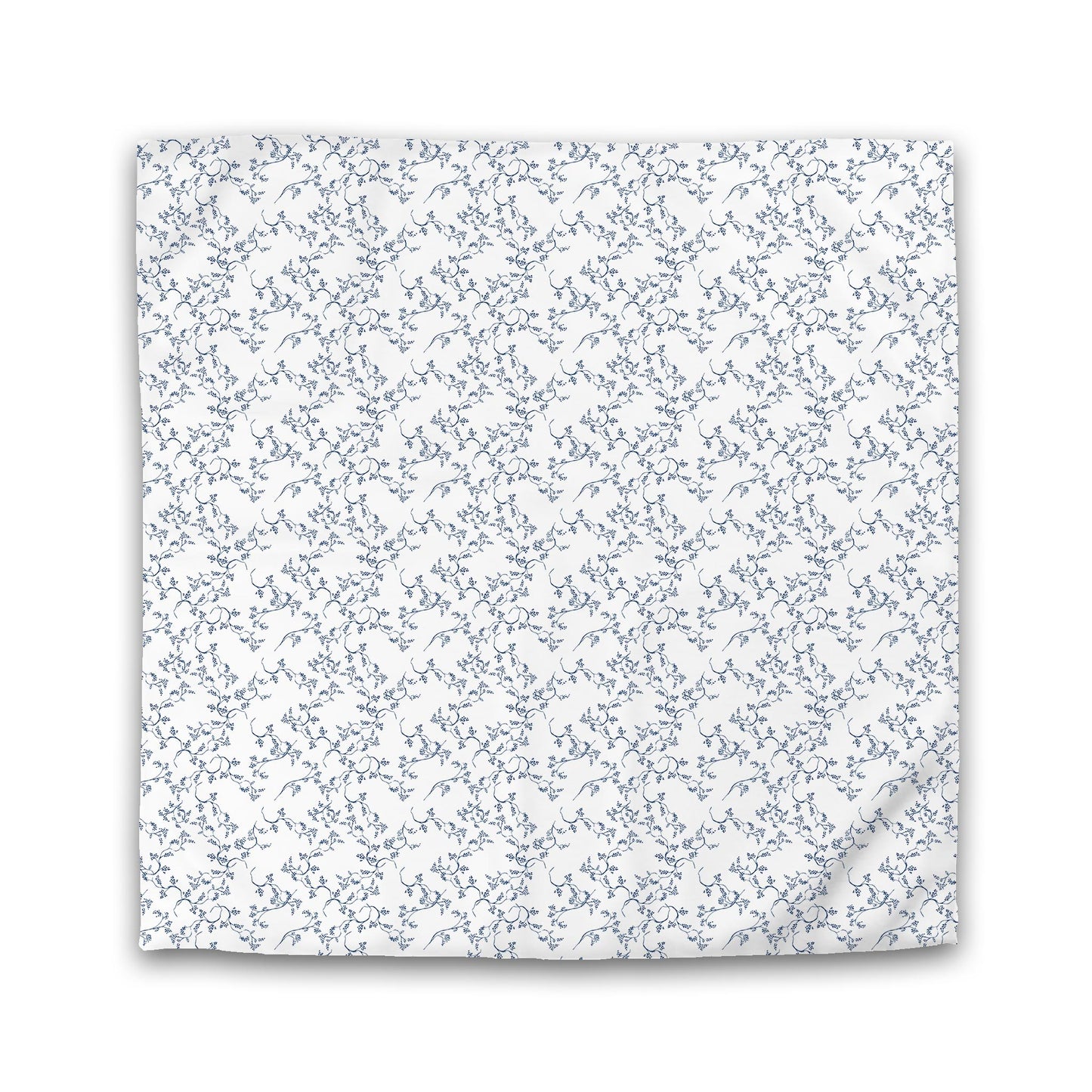 Off-white Cotton Sateen Duvet Cover, Royal Blue Hand-painted Vine Print | CSDU-1291-181