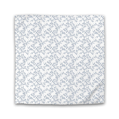 Off-white Cotton Sateen Duvet Cover, Royal Blue Hand-painted Vine Print | CSDU-1291-181