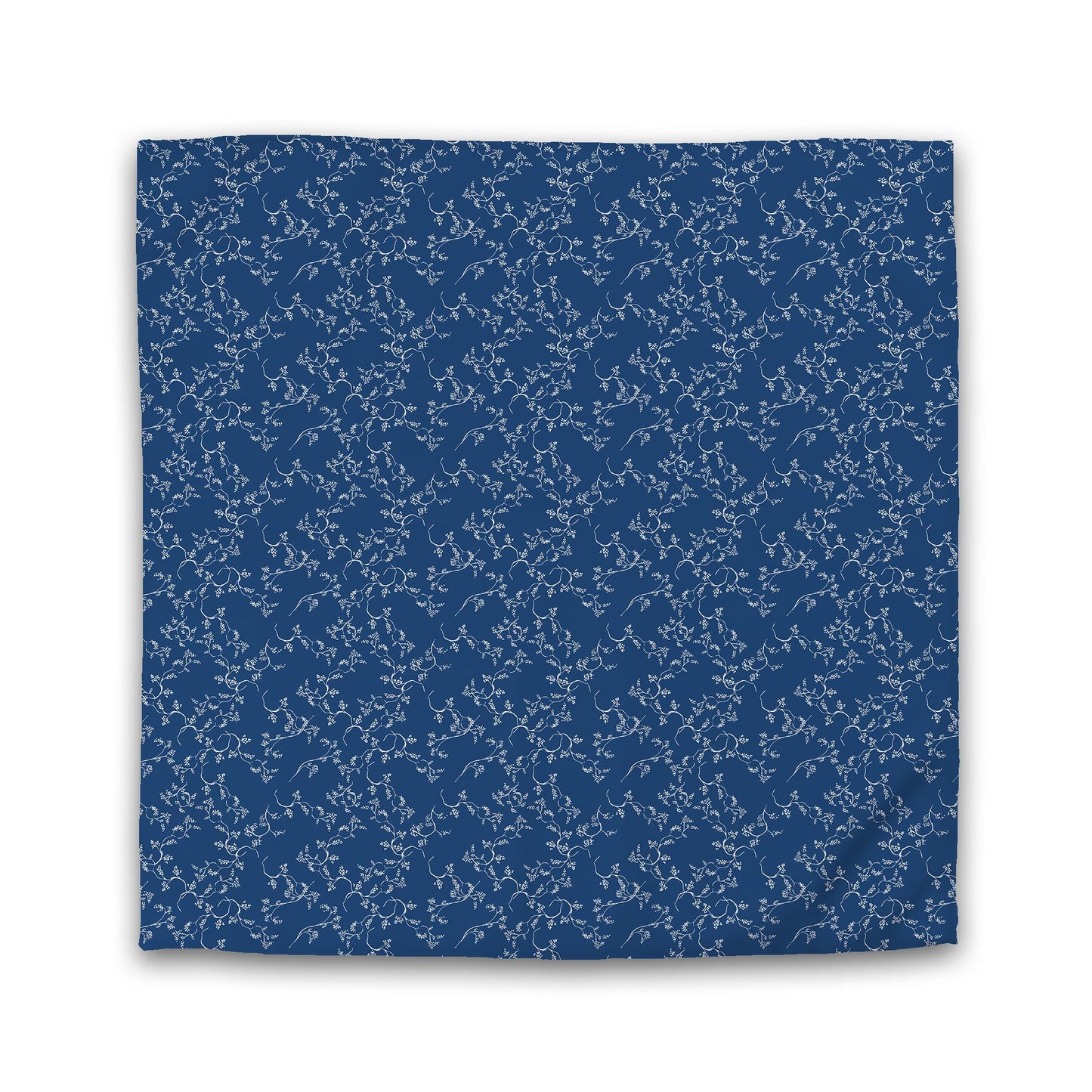 Royal Blue Cotton Sateen Duvet Cover, Off-white Hand-painted Vine Print | CSDU-1291-182