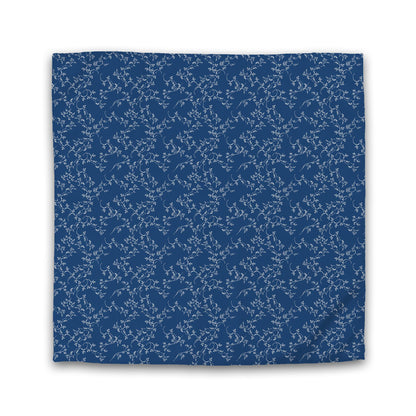 Royal Blue Cotton Sateen Duvet Cover, Off-white Hand-painted Vine Print | CSDU-1291-182