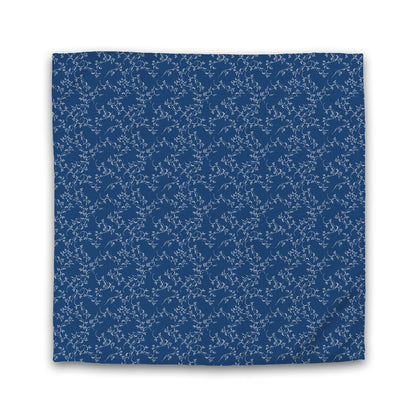 Royal Blue Cotton Sateen Duvet Cover, Off-white Hand-painted Vine Print | CSDU-1291-182