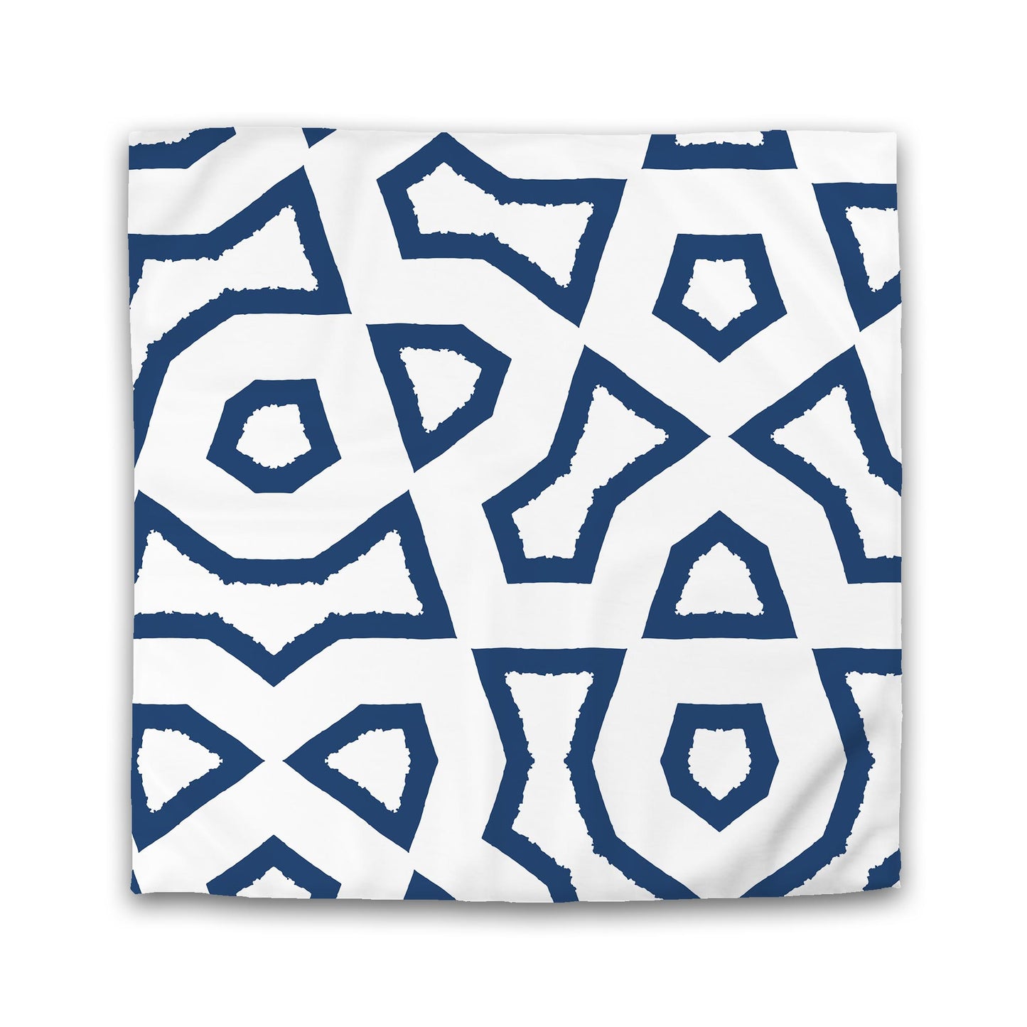 Off-white Cotton Sateen Duvet Cover, Bold Royal Blue Graphic | CSDU-1291-391