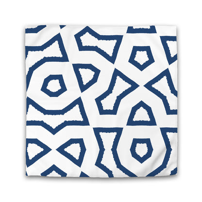 Off-white Cotton Sateen Duvet Cover, Bold Royal Blue Graphic | CSDU-1291-391