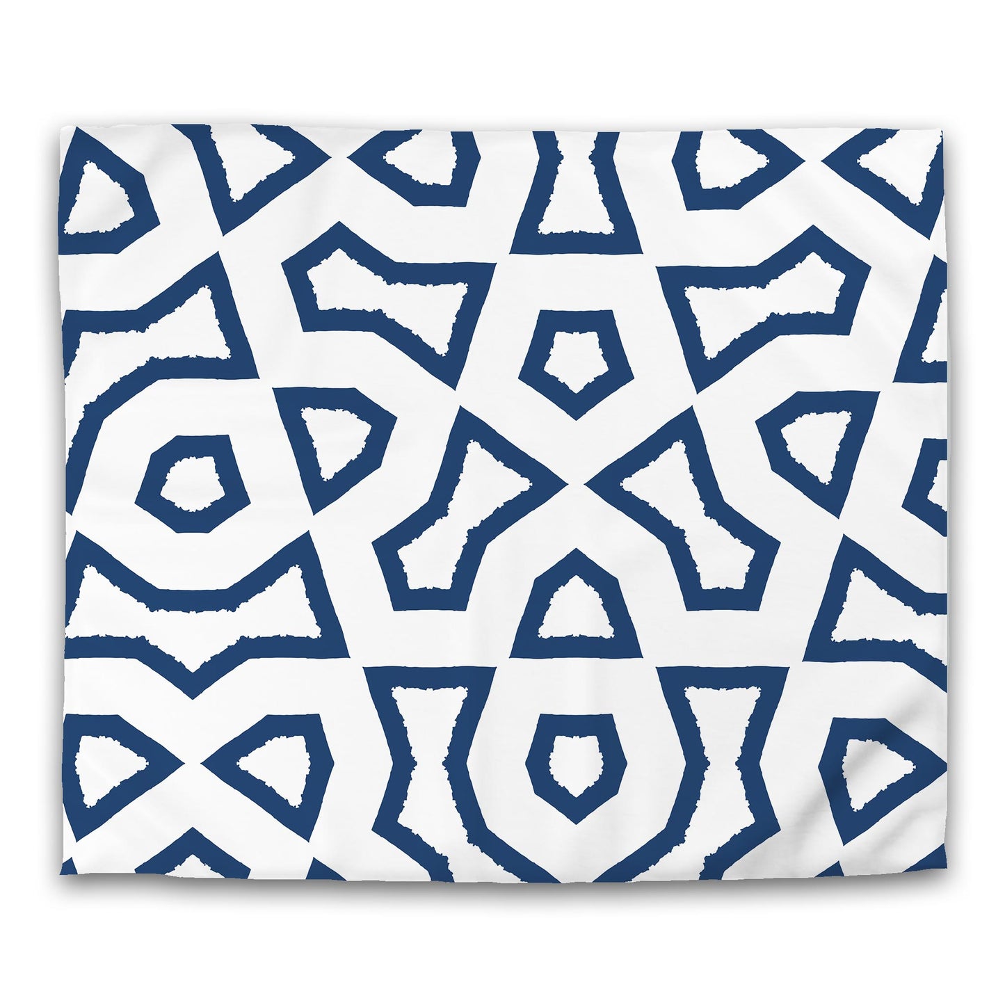 Off-white Cotton Sateen Duvet Cover, Bold Royal Blue Graphic | CSDU-1291-391