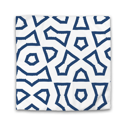 Off-white Cotton Sateen Duvet Cover, Bold Royal Blue Graphic | CSDU-1291-391