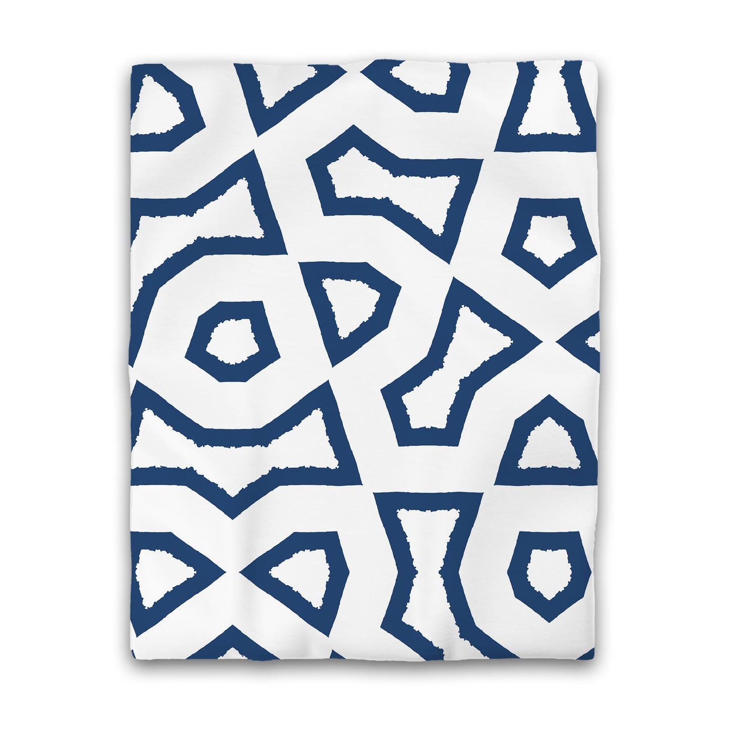 Off-white Cotton Sateen Duvet Cover, Bold Royal Blue Graphic | CSDU-1291-391