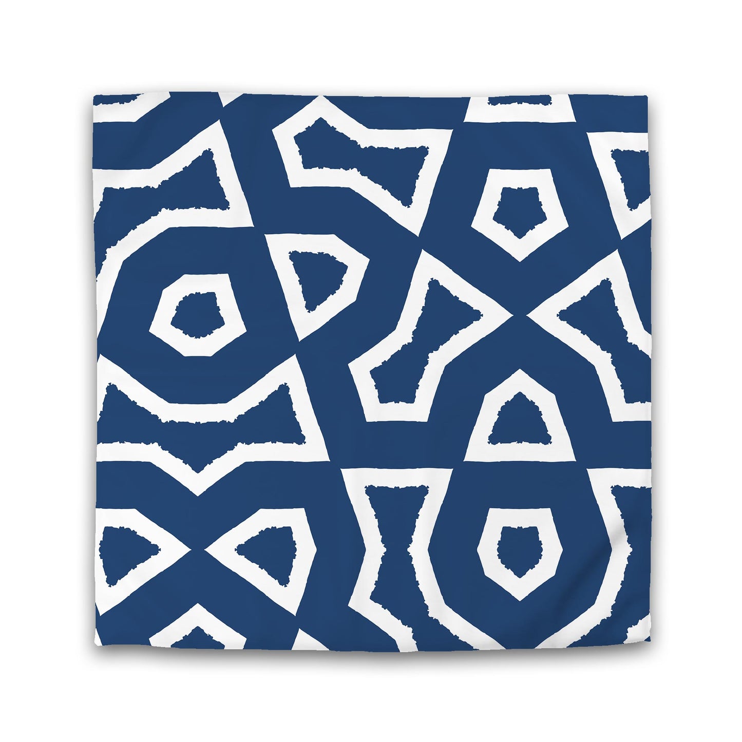 Royal Blue Cotton Sateen Duvet Cover, Bold Off-white Graphic | CSDU-1291-392