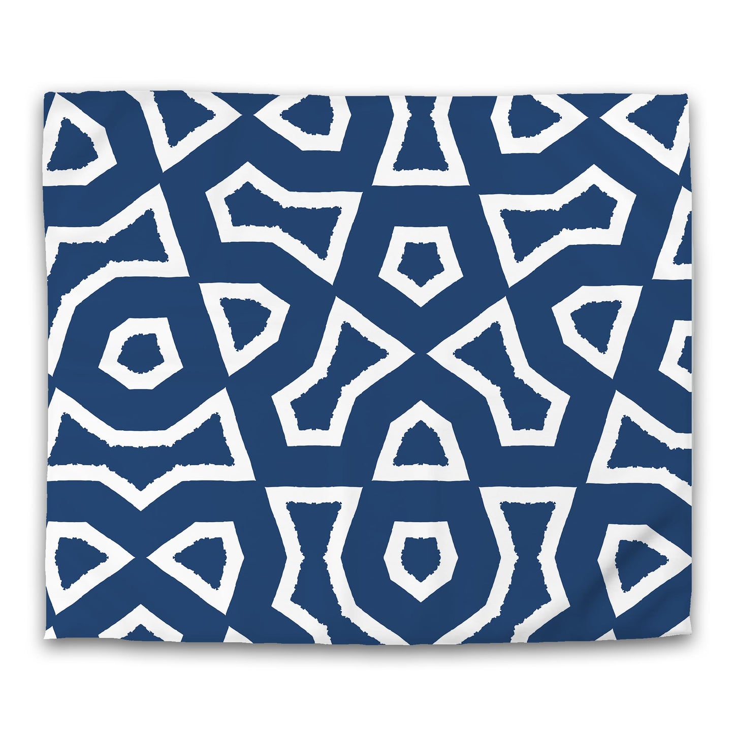 Royal Blue Cotton Sateen Duvet Cover, Bold Off-white Graphic | CSDU-1291-392