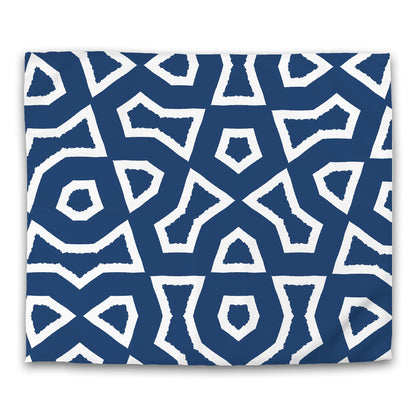 Royal Blue Cotton Sateen Duvet Cover, Bold Off-white Graphic | CSDU-1291-392