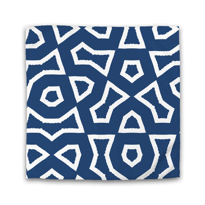 Royal Blue Cotton Sateen Duvet Cover, Bold Off-white Graphic | CSDU-1291-392