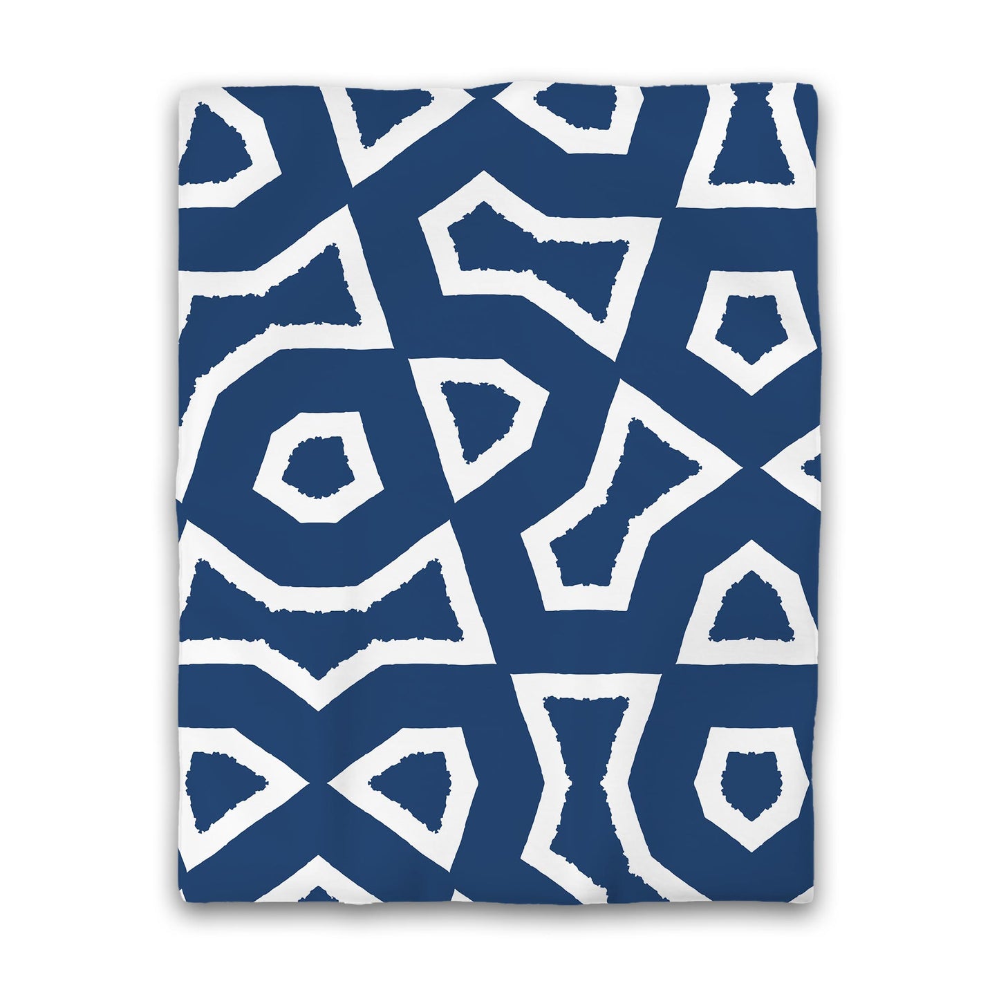 Royal Blue Cotton Sateen Duvet Cover, Bold Off-white Graphic | CSDU-1291-392