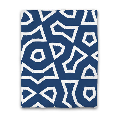 Royal Blue Cotton Sateen Duvet Cover, Bold Off-white Graphic | CSDU-1291-392